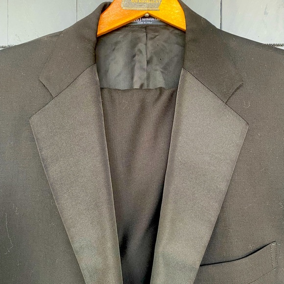 Vintage Polo Ralph Lauren Blue Label Tuxedo Black Super 100s Wool 44R Italy - Picture 1 of 9